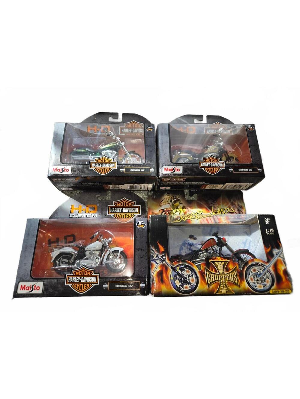 Maisto Harley Davidson Series 37 & West Coast Choppers 1:18 Diecast Bikes NIB